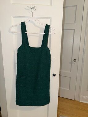 Dark Green Tweed Pinafore Dress